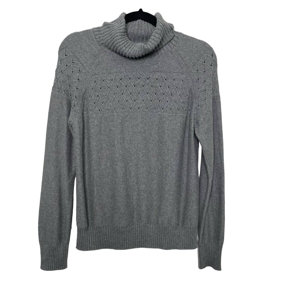 Banana Republic Sweater Cowl Neck Long Sleeve Pullover Knitted Gray M Cozy Winte